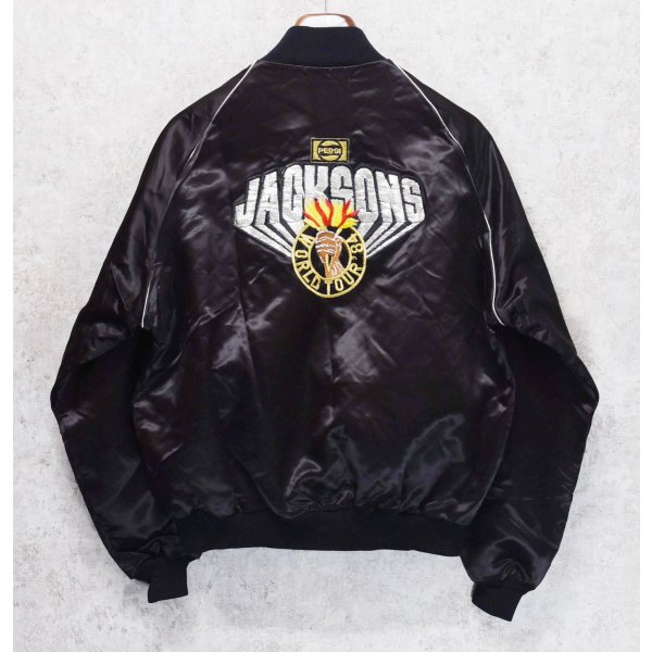画像4: デッドストック【80's】【ビンテージ】【UPSTREAM】【マイケルジャクソン】黒【サテンスタジャン】サテンブルゾン【M程度】 
