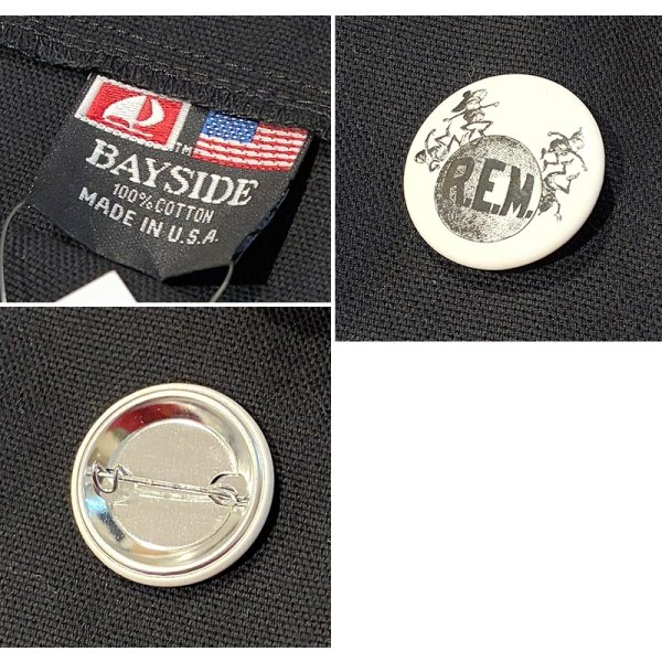 画像2: デッドストック 90's USA製【ビンテージ】【BAY SIDE】ベイサイド【R.E.M.】アール・イー・エム　缶バッジ付き【トートバッグ】 