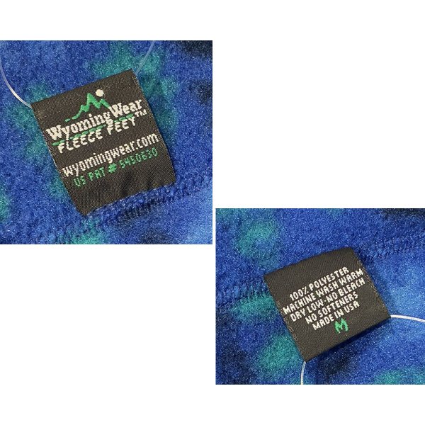 画像2: デッドストック 90's【USA製】 Wyoming Wear 【ワイオミングウェア】 青 雪柄 フリースソックス 