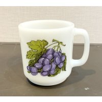 ビンテージ 【グラスベイク】Glasbake フルーツマグ【ブドウ】グレープ【ミルクガラス】マグカップ 