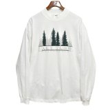 ほぼ未使用【USA製】【cottton deluxe】コットン・デラックス【白】LAKE TAHOE【凹凸プリント】【モックネックロンT】【サイズXL】 