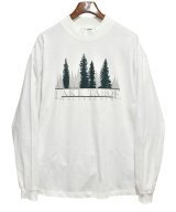 ほぼ未使用【USA製】【cottton deluxe】コットン・デラックス【白】LAKE TAHOE【凹凸プリント】【モックネックロンT】【サイズXL】 