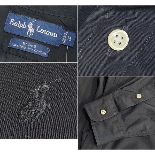 画像2: 90's【ビンテージ】【ラルフローレン】【POLO ralph lauren】【BLAKE】【黒】 ボタンダウンシャツ【サイズM】 