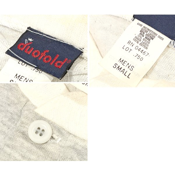 画像2: デッドストック ~90's USA製【duokfold】デュオフォールド【紺ｘグレー】【ヘンリーネックロンT】【サイズＳ】 