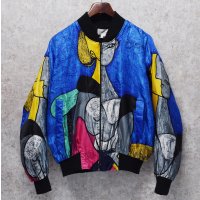 ビンテージ【GDT TOO】【ピカソ】黄色い背景の女 総柄【ポリブルゾン】ジップアップブルゾン ワンサイズ  