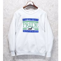 90’s~【USA製】ビンテージ【Healthknit】ヘルスニット【community PRIDE minnesota】【白】【プリントスウェット】【サイズL】 