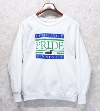 90’s~【USA製】ビンテージ【Healthknit】ヘルスニット【community PRIDE minnesota】【白】【プリントスウェット】【サイズL】 