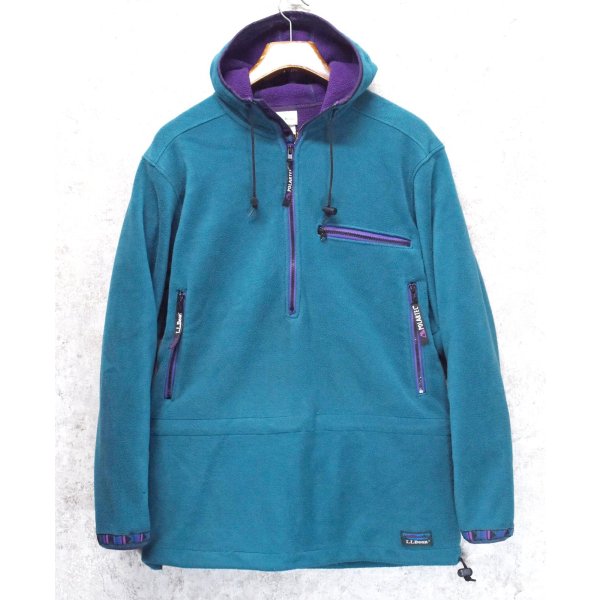 画像1: 90's 【L.L.Bean】ビンテージ【ＬＬビーン】ポーラテック【WIND BLOCK SERIES】エメラルド【ハーフジップフリースパーカー】アノラック【W-L程度】 