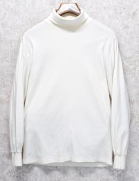 ほぼ未使用 90's【USA製】ビンテージ【J-crew】ジェイクルー【オフホワイト】無地【タートルネックロンT】【サイズS】 