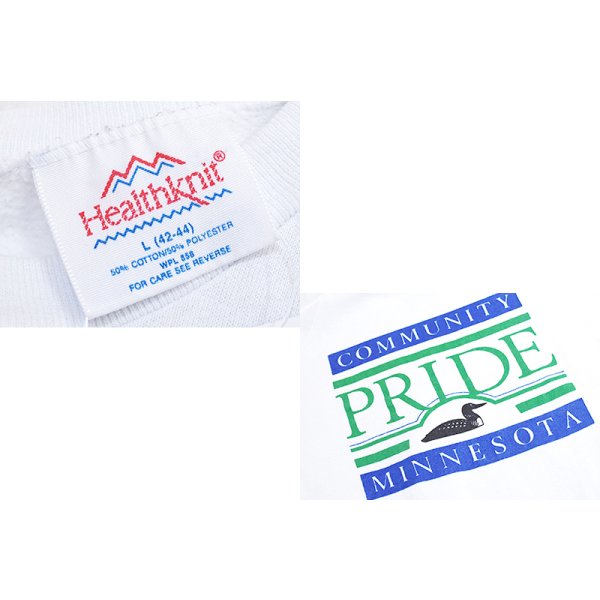 画像2: 90’s~【USA製】ビンテージ【Healthknit】ヘルスニット【community PRIDE minnesota】【白】【プリントスウェット】【サイズL】 