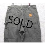 90's~【USA製】【ビンテージ】【カーハート】【carhartt】チャコール【コットン】裏地付き【ペインターパンツ】【33ｘ34】 