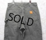 90's~【USA製】【ビンテージ】【カーハート】【carhartt】チャコール【コットン】裏地付き【ペインターパンツ】【33ｘ34】 