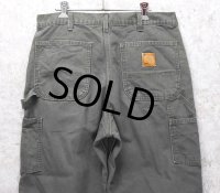 90's~【USA製】【ビンテージ】【カーハート】【carhartt】チャコール【コットン】裏地付き【ペインターパンツ】【33ｘ34】 