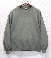 90'ｓ【USA製】【RUSSELL】ラッセル 【ビンテージ】若草色【無地】【クルーネック】前V スウェット【サイズL】 