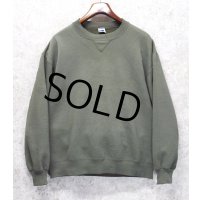 90'ｓ【USA製】【RUSSELL】ラッセル 【ビンテージ】若草色【無地】【クルーネック】前V スウェット【サイズL】 