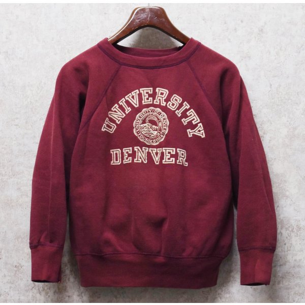画像2: 60's【ビンテージ】【DENVER UNIVERSITY】デンバー大学【フロッキープリント】カレッジロゴ【エンジ】【スウェット】【サイズL程度】 