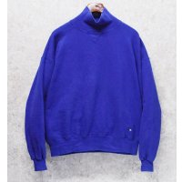 90's【USA製】【RUSSELL】ラッセル 【ビンテージ】青 前V【無地】【ハイネックスウェット】【サイズXL】 