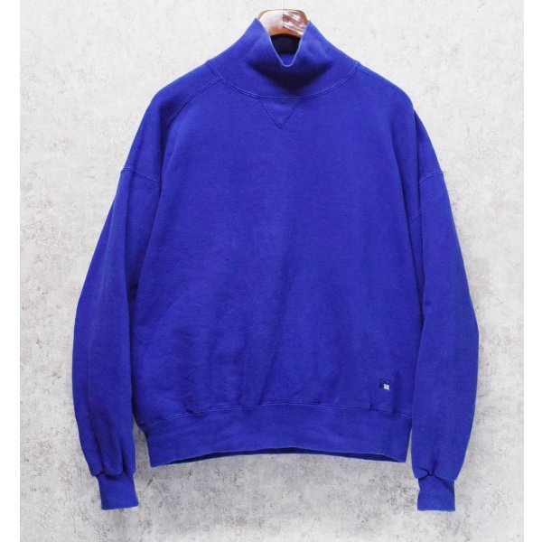 画像1: 90's【USA製】【RUSSELL】ラッセル 【ビンテージ】青 前V【無地】【ハイネックスウェット】【サイズXL】 