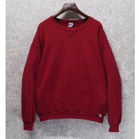 00'ｓ【メキシコ製】【RUSSELL】ラッセル 【ビンテージ】エンジ【無地】【クルーネック】前V スウェット【サイズXL】 