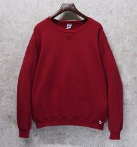 00'ｓ【メキシコ製】【RUSSELL】ラッセル 【ビンテージ】エンジ【無地】【クルーネック】前V スウェット【サイズXL】 