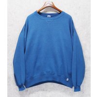 90'ｓ【USA製】【RUSSELL】ラッセル 【ビンテージ】水色【無地】【クルーネック】前V スウェット【サイズXXL】 