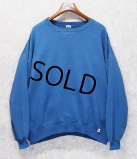 90'ｓ【USA製】【RUSSELL】ラッセル 【ビンテージ】水色【無地】【クルーネック】前V スウェット【サイズXXL】 