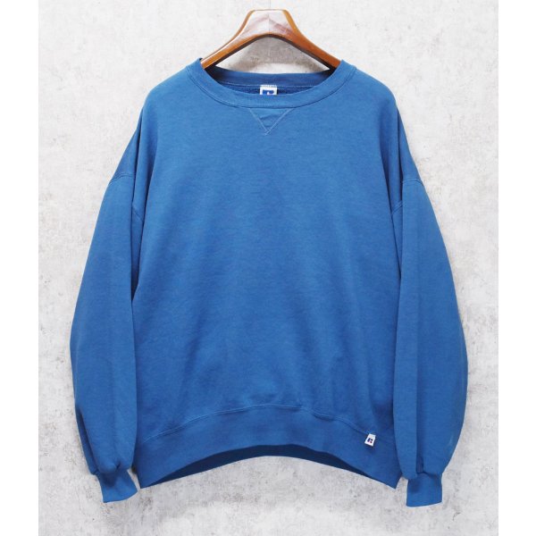 画像1: 90'ｓ【USA製】【RUSSELL】ラッセル 【ビンテージ】水色【無地】【クルーネック】前V スウェット【サイズXXL】 