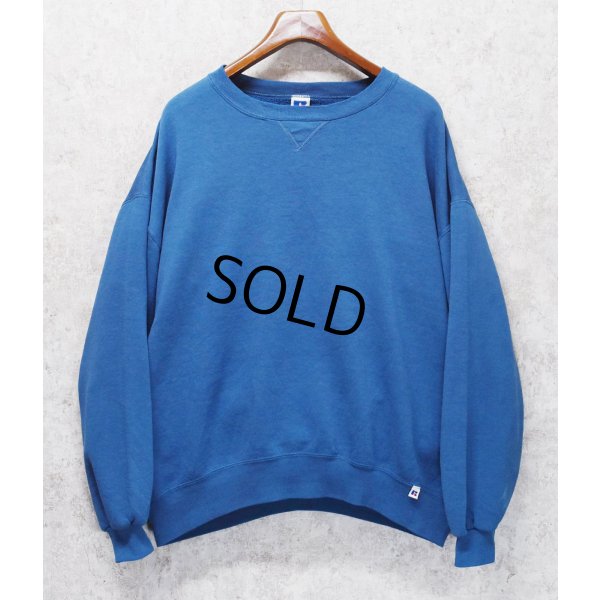 画像1: 90'ｓ【USA製】【RUSSELL】ラッセル 【ビンテージ】水色【無地】【クルーネック】前V スウェット【サイズXXL】 