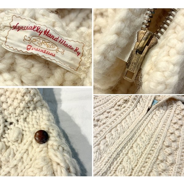 画像2: ビンテージ【Specially Made By Grandma】生成り【ジップアップウールパーカー】【サイズM程度】  