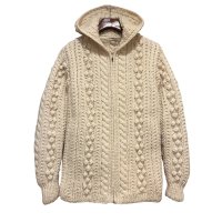 ビンテージ【Specially Made By Grandma】生成り【ジップアップウールパーカー】【サイズM程度】  