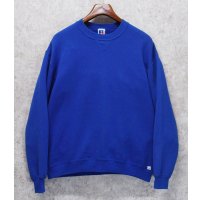 90'ｓ【USA製】【RUSSELL】ラッセル 【ビンテージ】青【無地】【クルーネック】前V スウェット【サイズXL】 