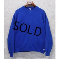 90'ｓ【USA製】【RUSSELL】ラッセル 【ビンテージ】青【無地】【クルーネック】前V スウェット【サイズXL】 