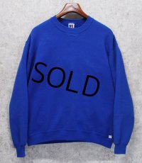 90'ｓ【USA製】【RUSSELL】ラッセル 【ビンテージ】青【無地】【クルーネック】前V スウェット【サイズXL】 