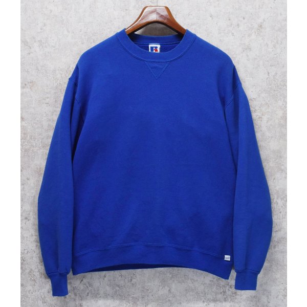 画像1: 90'ｓ【USA製】【RUSSELL】ラッセル 【ビンテージ】青【無地】【クルーネック】前V スウェット【サイズXL】 