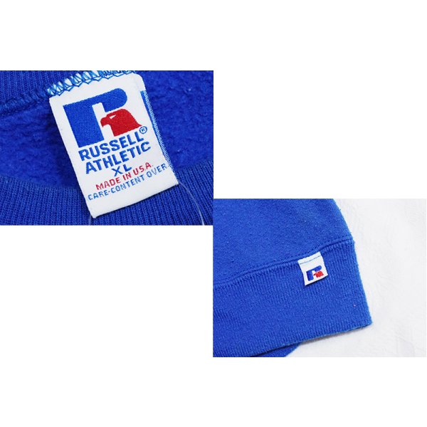 画像2: 90'ｓ【USA製】【RUSSELL】ラッセル 【ビンテージ】青【無地】【クルーネック】前V スウェット【サイズXL】 