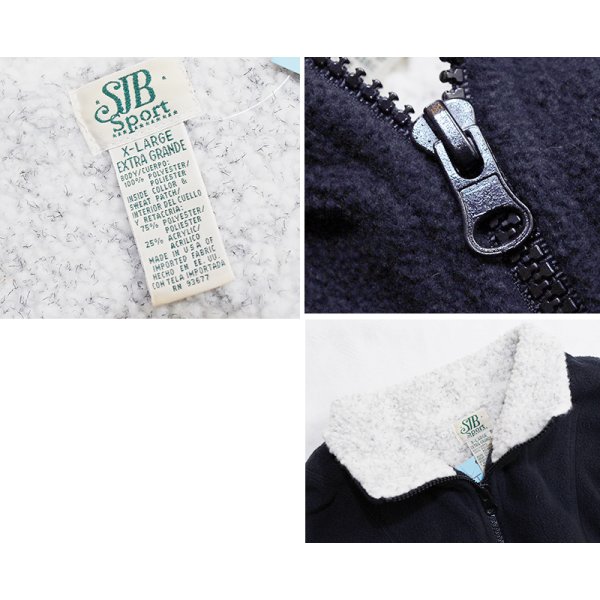 画像2: 90's【USA製】【SJB Sport】黒 ハーフジップ【フリースジャケット】【首元裏ボア付き】フリース【サイズXL】 