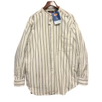 デッドストック【ビンテージ】【ROUTE 66】ルート66【ストライプ柄】バンドカラー【コットンシャツ】【サイズＬ】 