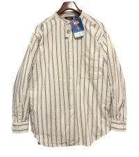 デッドストック【ビンテージ】【ROUTE 66】ルート66【ストライプ柄】バンドカラー【コットンシャツ】【サイズＬ】 