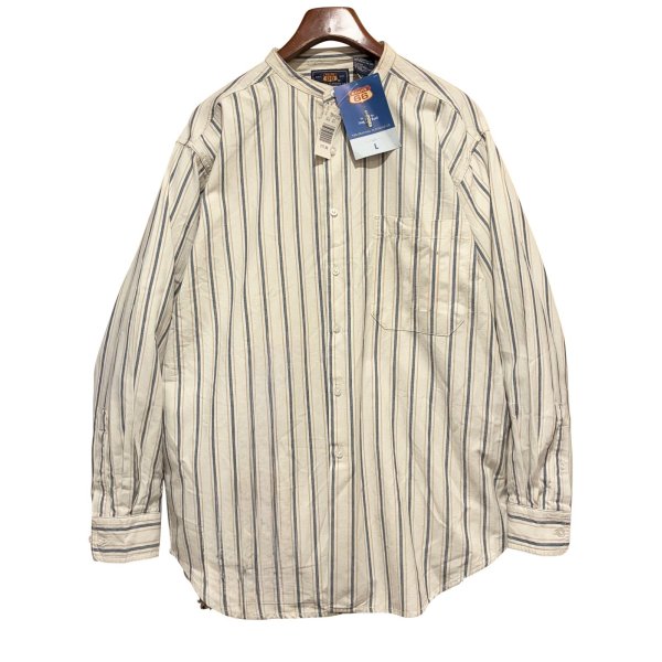 画像1: デッドストック【ビンテージ】【ROUTE 66】ルート66【ストライプ柄】バンドカラー【コットンシャツ】【サイズＬ】 