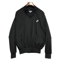 USA製【ビンテージ】WINDLESS【左胸白馬刺繍】黒【Vネックナイロンプルオーバー】【サイズL程度】  