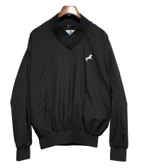 USA製【ビンテージ】WINDLESS【左胸白馬刺繍】黒【Vネックナイロンプルオーバー】【サイズL程度】  