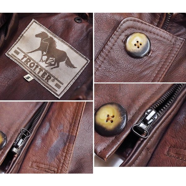 画像2: 程度良好【ビンテージ】【TROTTER】トロッター【ブラウン】【レザーコート】【レザージャケット】 