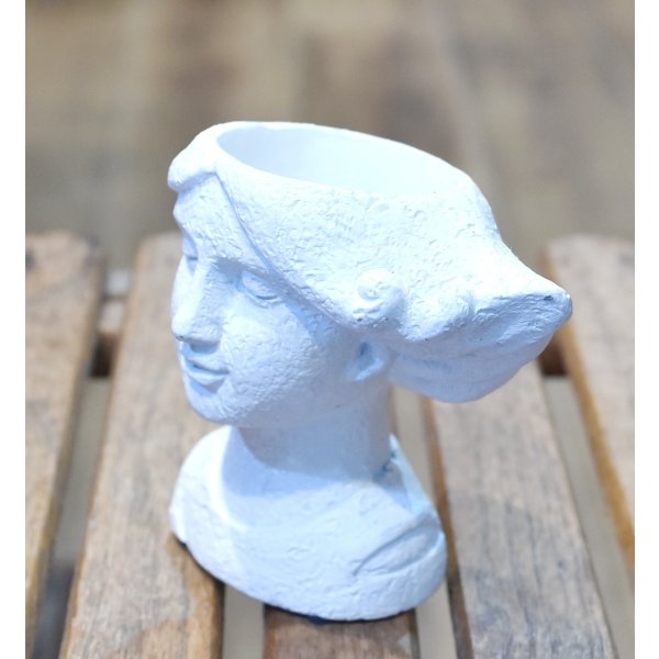 画像2: 【ビンテージ】アンティーク【石膏像】白【少女】植木鉢【雑貨】置物 