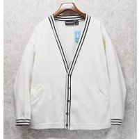 【ビンテージ】【EXPRESSIONS】エクスプレッションズ【白×黒ライン】【スウェットカーディガン】【サイズXL】 