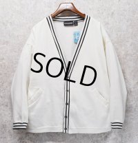 【ビンテージ】【EXPRESSIONS】エクスプレッションズ【白×黒ライン】【スウェットカーディガン】【サイズXL】 