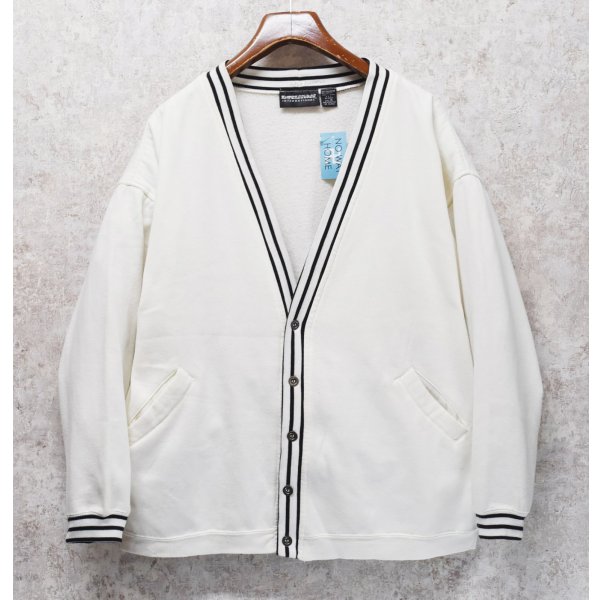 画像1: 【ビンテージ】【EXPRESSIONS】エクスプレッションズ【白×黒ライン】【スウェットカーディガン】【サイズXL】 