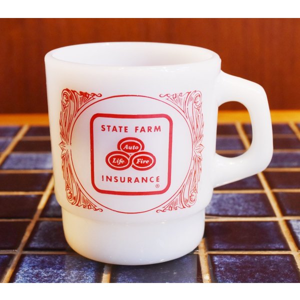 画像1: 【Fire King】【ファイヤーキング】【ステートファームインシュアランス】プリントマグ【スタッキングマグ】【マグカップ】 