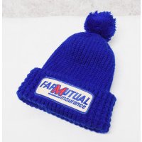 【ビンテージ】【FARMUTUAL】ファーム・ミューチュアル【青】【ボンボン付き】【ニットキャップ】【ニット帽】  