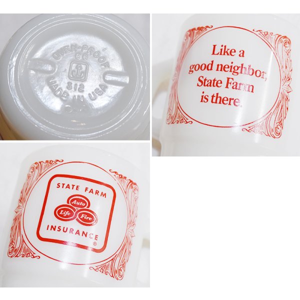 画像2: 【Fire King】【ファイヤーキング】【ステートファームインシュアランス】プリントマグ【スタッキングマグ】【マグカップ】 