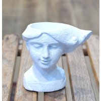 【ビンテージ】アンティーク【石膏像】白【少女】植木鉢【雑貨】置物 